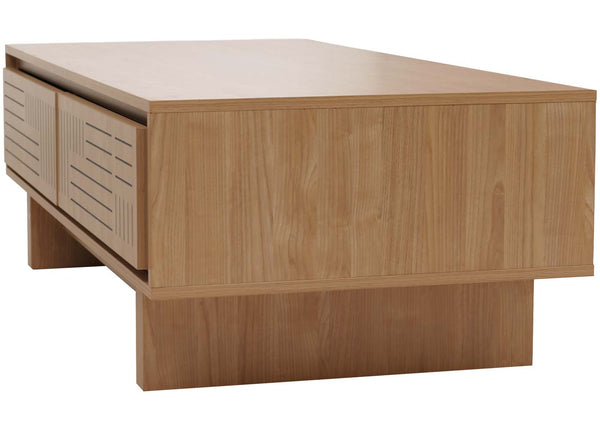 Couchtisch Sofatisch Wohnzimmertisch Beistelltisch 2 Schubladen 40x120x60cm Ulme natur