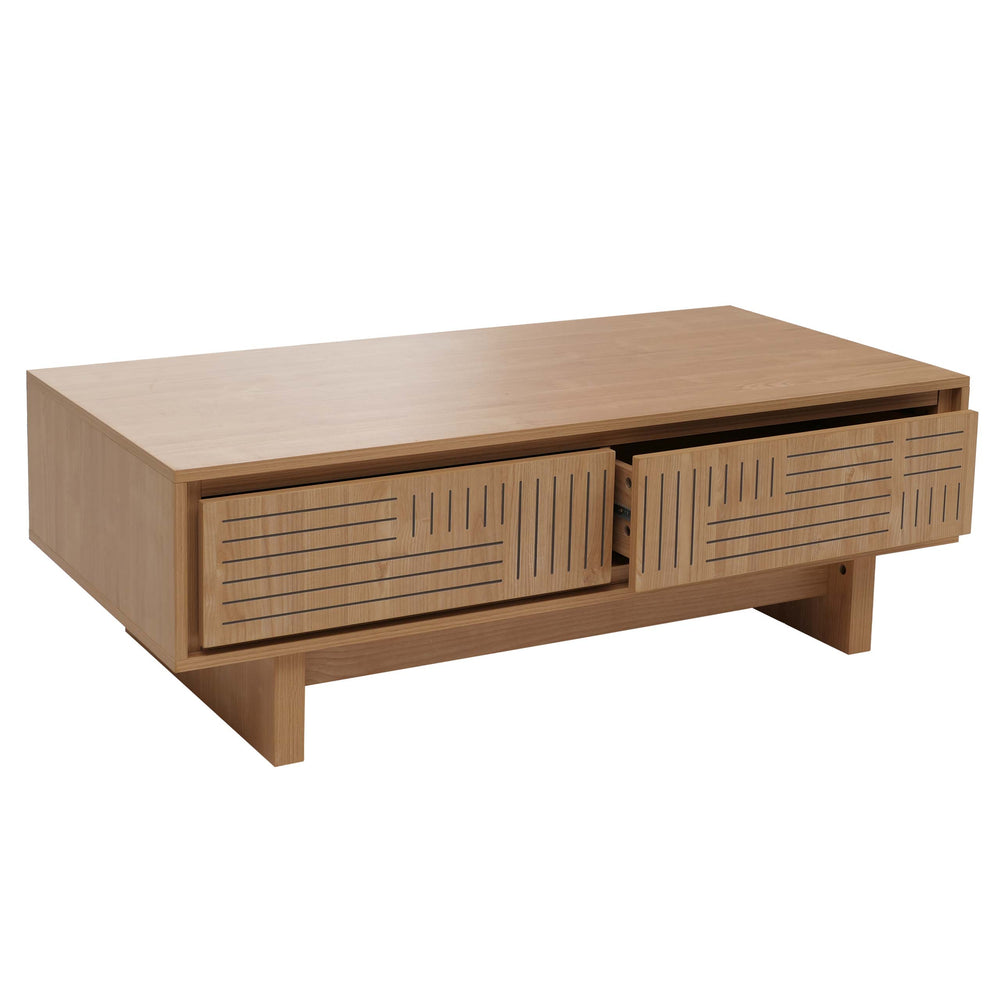 Couchtisch Sofatisch Wohnzimmertisch Beistelltisch 2 Schubladen 40x120x60cm Ulme natur