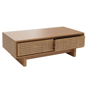 Couchtisch Sofatisch Wohnzimmertisch Beistelltisch 2 Schubladen 40x120x60cm Ulme natur