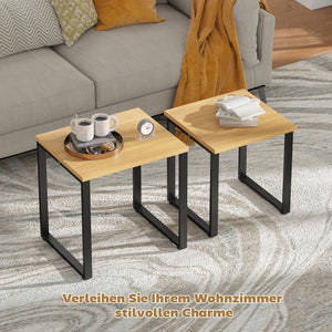 Couchtisch 2er Set mit Metallrahmen Holzoptik für Wohnzimmer