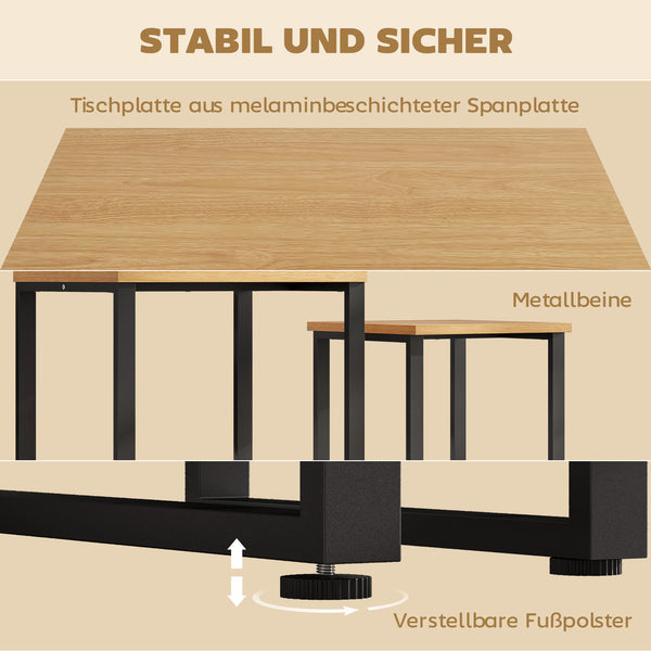 Couchtisch 2er Set mit Metallrahmen Holzoptik für Wohnzimmer