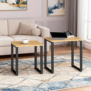 Couchtisch 2er Set mit Metallrahmen Holzoptik für Wohnzimmer