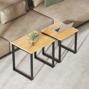 Couchtisch 2er Set mit Metallrahmen Holzoptik für Wohnzimmer