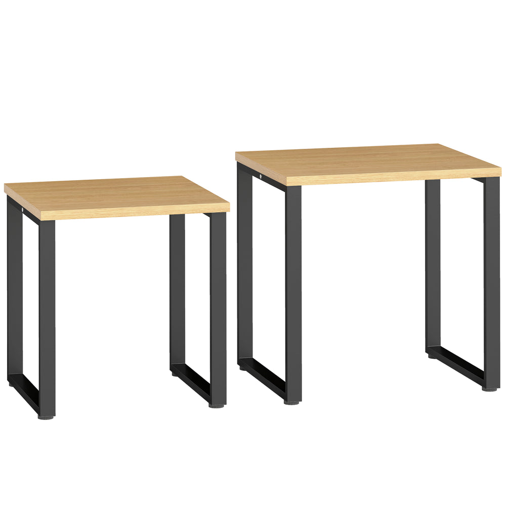 Couchtisch 2er Set mit Metallrahmen Holzoptik für Wohnzimmer