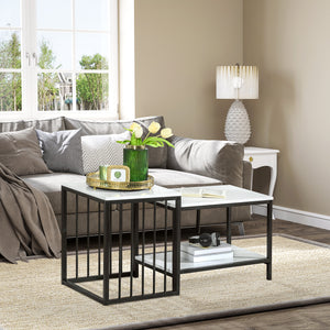 Couchtisch 2er-Set Marmoroptik Moderndesign für Wohnzimmer/Schlafzimmer