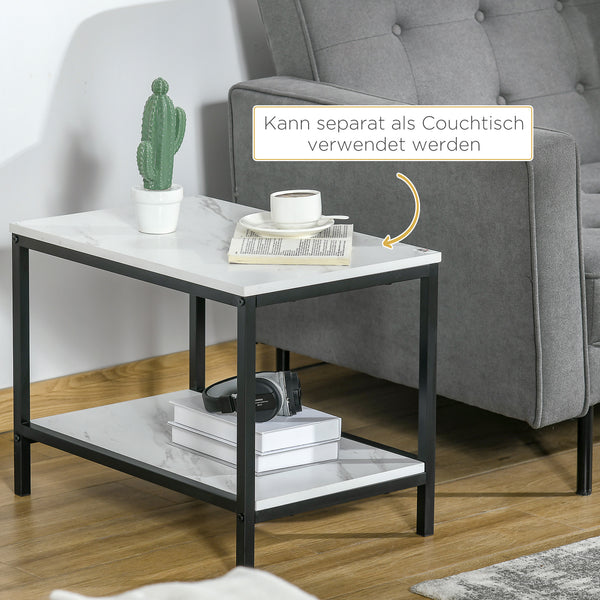 Couchtisch 2er-Set Marmoroptik Moderndesign für Wohnzimmer/Schlafzimmer