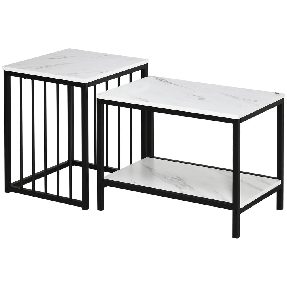 Couchtisch 2er-Set Marmoroptik Moderndesign für Wohnzimmer/Schlafzimmer