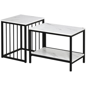 Couchtisch 2er-Set Marmoroptik Moderndesign für Wohnzimmer/Schlafzimmer