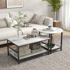Couchtisch 2er-Set Marmoroptik Wohnzimmer Weiss