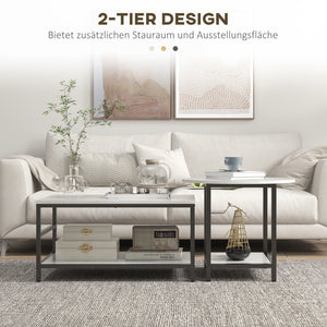 Couchtisch 2er-Set Marmoroptik Wohnzimmer Weiss