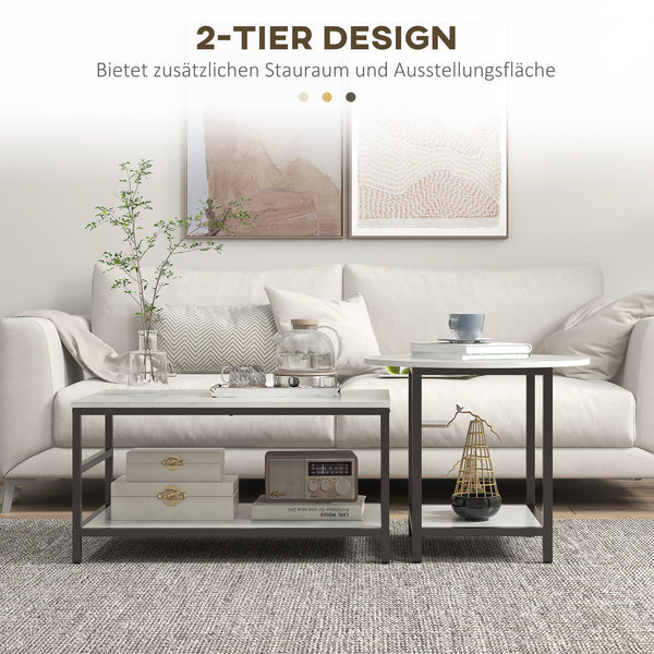 Couchtisch 2er-Set Marmoroptik Wohnzimmer Weiss
