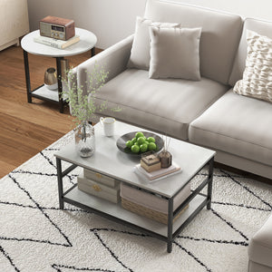 Couchtisch 2er-Set Marmoroptik Wohnzimmer Weiss