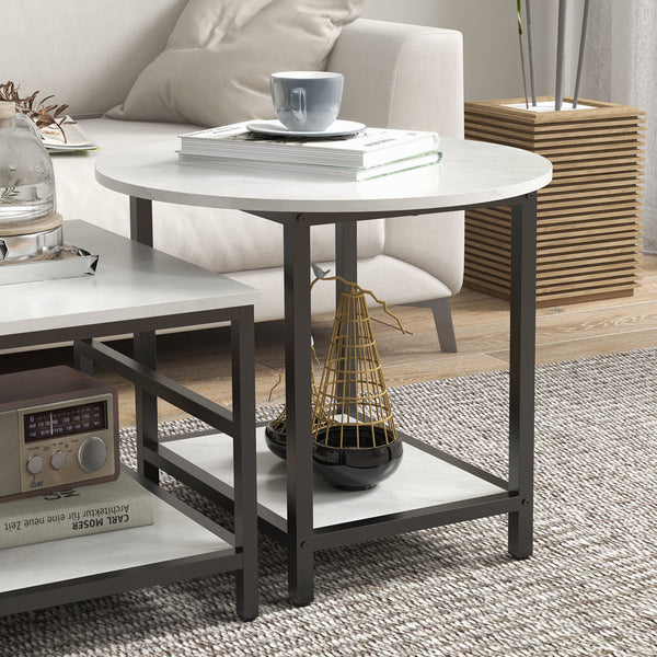 Couchtisch 2er-Set Marmoroptik Wohnzimmer Weiss