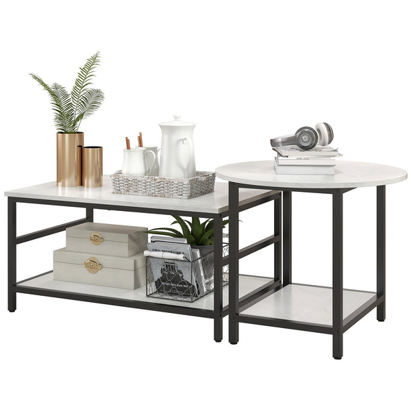 Couchtisch 2er-Set Marmoroptik Wohnzimmer Weiss