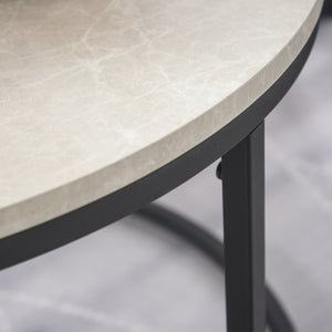 Couchtisch 2er-Set Metallgestell stapelbar Grau-Schwarz