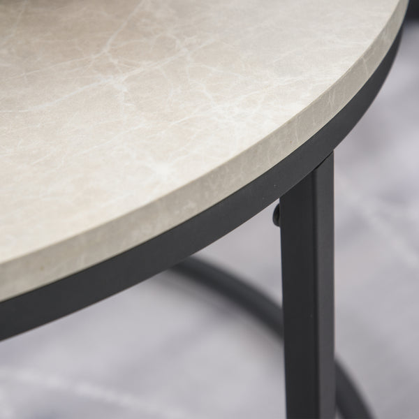 Couchtisch 2er-Set Metallgestell stapelbar Grau-Schwarz