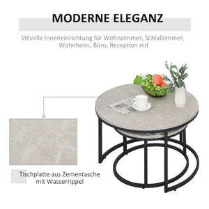 Couchtisch 2er-Set Metallgestell stapelbar Grau-Schwarz
