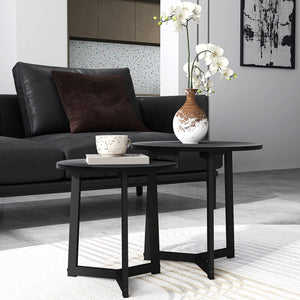 Couchtisch 2er-Set modern Design bis 35kg belastbar Schwarz