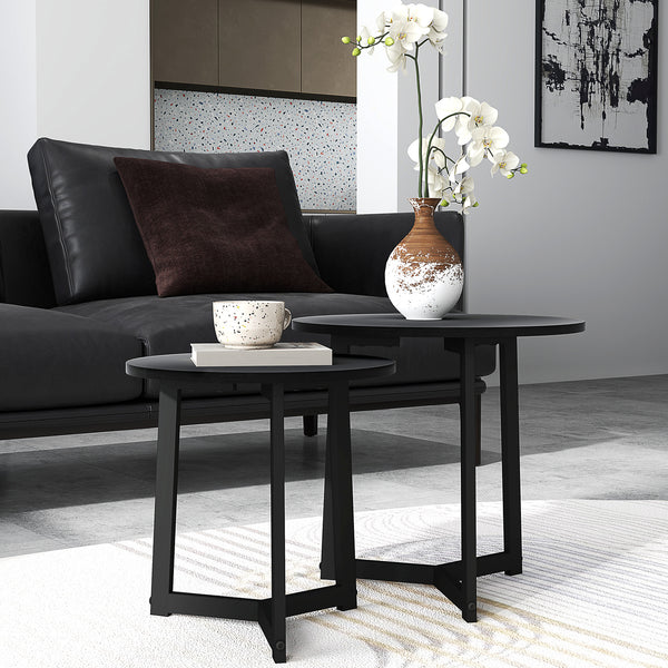 Couchtisch 2er-Set modern Design bis 35kg belastbar Schwarz