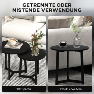 Couchtisch 2er-Set modern Design bis 35kg belastbar Schwarz