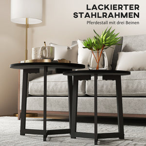 Couchtisch 2er-Set modern Design bis 35kg belastbar Schwarz