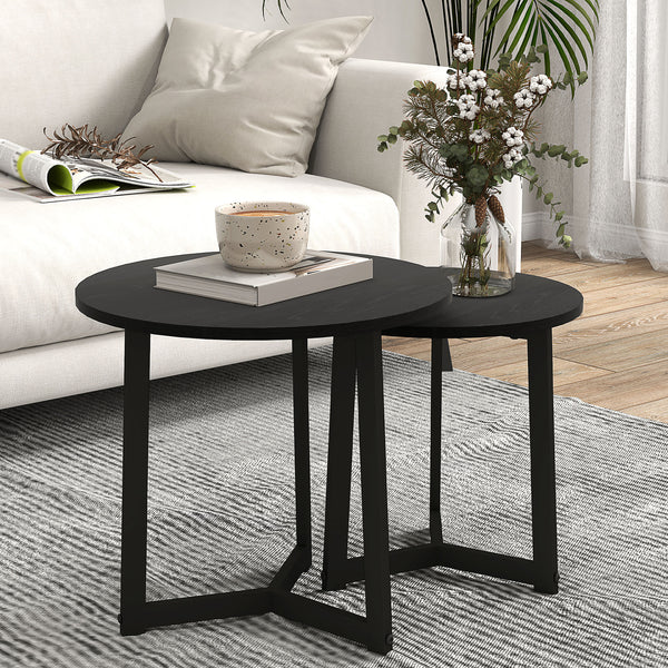Couchtisch 2er-Set modern Design bis 35kg belastbar Schwarz