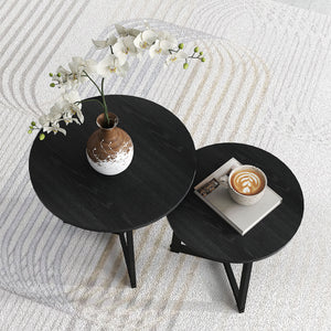 Couchtisch 2er-Set modern Design bis 35kg belastbar Schwarz