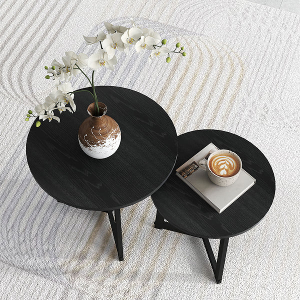 Couchtisch 2er-Set modern Design bis 35kg belastbar Schwarz