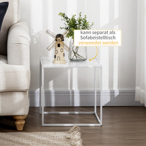 Couchtisch 2er-Set modern Design Stahlgestell Weiss