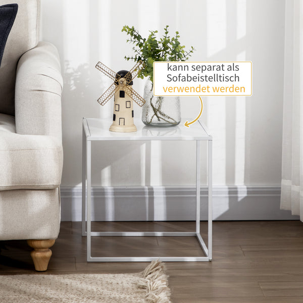 Couchtisch 2er-Set modern Design Stahlgestell Weiss