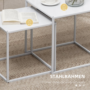 Couchtisch 2er-Set modern Design Stahlgestell Weiss