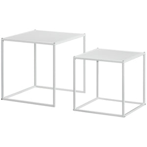 Couchtisch 2er-Set modern Design Stahlgestell Weiss
