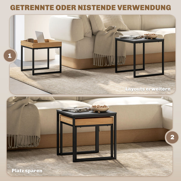 Couchtisch 2er Set modern quadratisch für Wohnzimmer schwarz