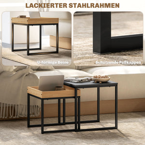 Couchtisch 2er Set modern quadratisch für Wohnzimmer schwarz
