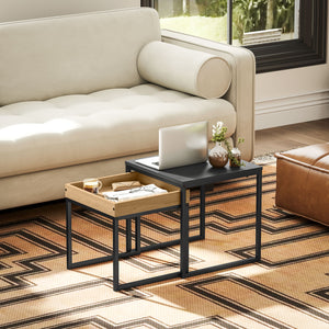 Couchtisch 2er Set modern quadratisch für Wohnzimmer schwarz