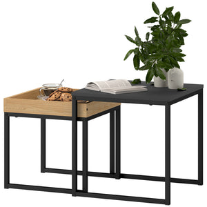 Couchtisch 2er Set modern quadratisch für Wohnzimmer schwarz