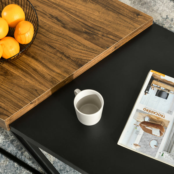 Couchtisch 2er-Set Stahlrahmen Industriedesign Schwarz-Braun