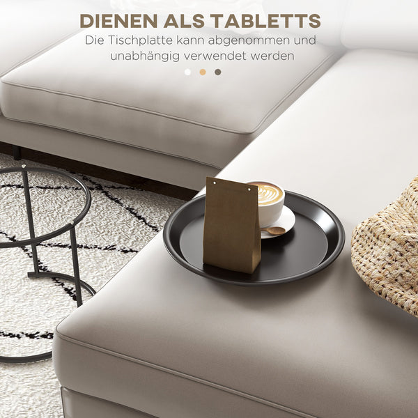 Couchtisch 2er-Set stapelbar Ø43/35cm für Wohnzimmer Schwarz