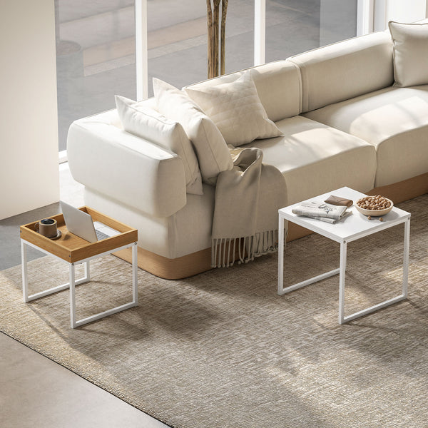 Couchtisch 2er-Set quadratisch für kleine Räume MDF Metall weiss