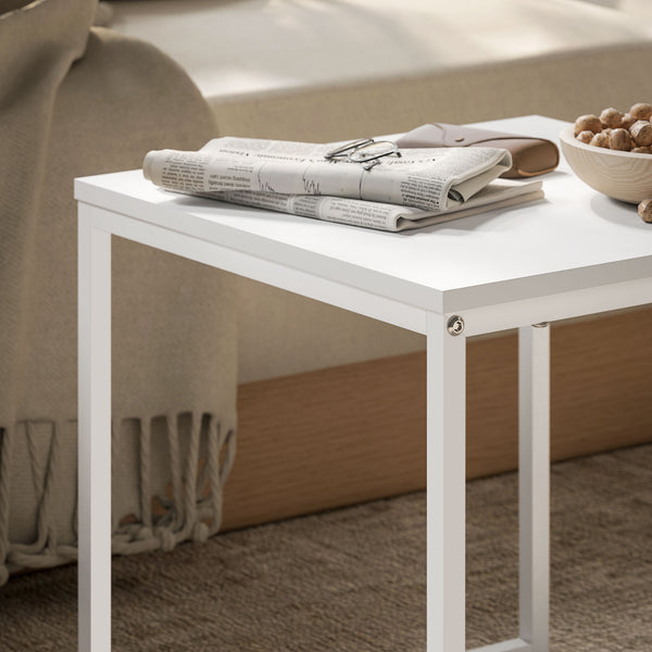 Couchtisch 2er-Set quadratisch für kleine Räume MDF Metall weiss