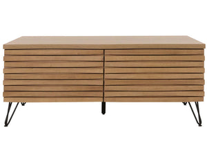 Couchtisch Wohnzimmertisch 3D-Design 2 Schubladen MDF Metall 46x110x55cm natur