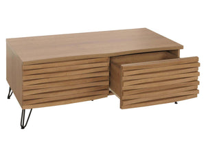 Couchtisch Wohnzimmertisch 3D-Design 2 Schubladen MDF Metall 46x110x55cm natur