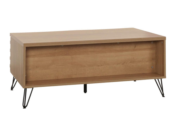 Couchtisch Wohnzimmertisch 3D-Design 2 Schubladen MDF Metall 46x110x55cm natur