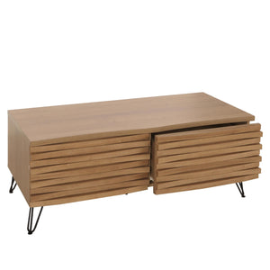 Couchtisch Wohnzimmertisch 3D-Design 2 Schubladen MDF Metall 46x110x55cm natur