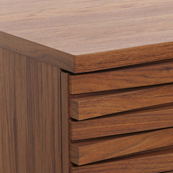 Couchtisch Wohnzimmertisch 3D-Design 2 Schubladen MDF Metall 46x110x55cm Walnuss-Optik