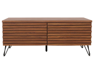 Couchtisch Wohnzimmertisch 3D-Design 2 Schubladen MDF Metall 46x110x55cm Walnuss-Optik