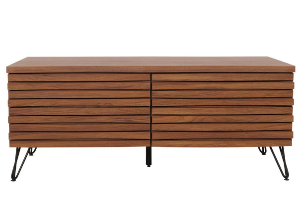 Couchtisch Wohnzimmertisch 3D-Design 2 Schubladen MDF Metall 46x110x55cm Walnuss-Optik