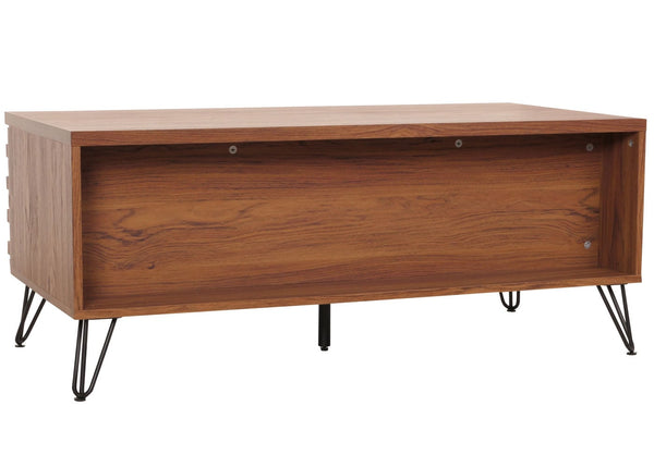 Couchtisch Wohnzimmertisch 3D-Design 2 Schubladen MDF Metall 46x110x55cm Walnuss-Optik