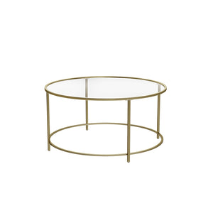 Couchtisch Beistelltisch rund Glas Gold
