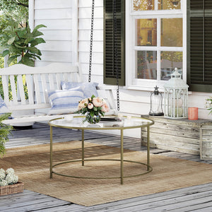 Couchtisch Beistelltisch rund Glas Gold